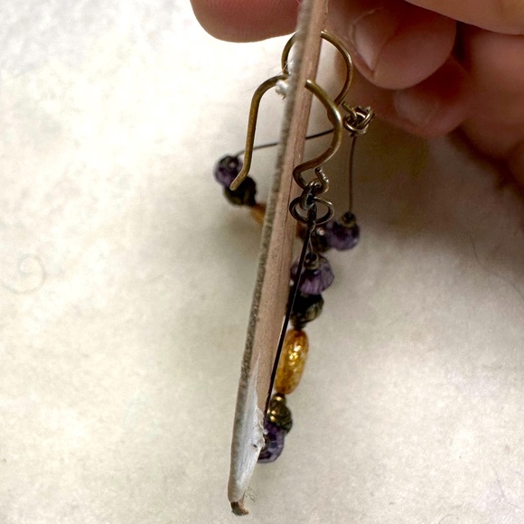 Gold + Plum Open Hoop Beaded Earrings - Picture 5 of 5